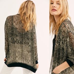 Free People Snake Print Lori Bomber Jacket